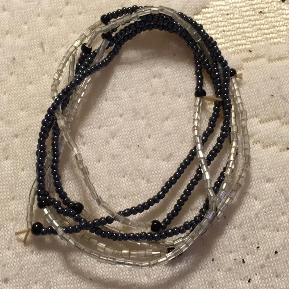 MultipleStrands StretchingBracelet,   beads,black,grays,clear. HANDMADE